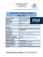 Module (Course Syllabus) Catalogue For 2nd Stage