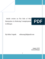 Article Review On The Role of Micro and Small Enterprises in Reducing Unemployment and Poverty in Ethiopia