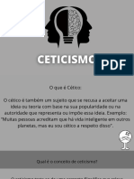 Qual é o conceito de ceticismo O ceticismo trata-se de uma corrente filosófica que releva questionamentos sobre ocorrências, opiniões, pensamentos e crenças convencionadas pelo senso comum como verdades. Portant