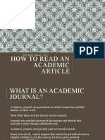 How To Read An Academic Article - Walters