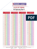 Civil Engineering (Paper-I) : Ies (Ese) - 2011 Answers