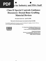 FDA S Class II Special Controls Guidance Document Dental Bone Grafting Material Devices