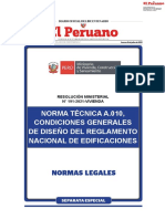 RNE - A.010 - Resol - Minist. #191-2021-VIVIENDA - A.010 Condiciones Generales de Diseño - 08.07.2021