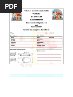 Taller de Mecanica Automotriz Ventura CRR 28#63c-60 Cel:3115803714 NIT No:202200001 Formato de Resepcion de Vehiculo