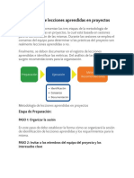 Metodología de Lecciones Aprendidas en Proyectos.