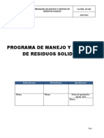 Programa de Manejo y Gestion de Residuos Solidos