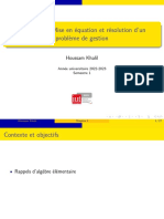 Chapitre 1: Mise en Équation Et Résolution D'un Problème de Gestion