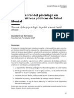 El Rol Del Psicólogo en Los Dispositivos de Salud Mental