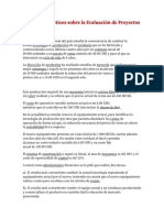 Ejercicios Prácticos Sobre La Evaluación de Proyectos de Inversiones