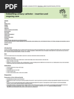 Clinical Guidelines (Nursing) - Indwelling Urinary Catheter - Insertion and Ongo