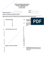 First Quarter Examination in Oc (Answer Sheet)