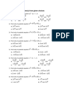 Grade 9 Quadratic Equations Worksheet