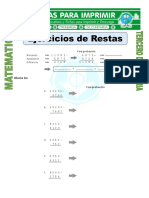 Ficha Ejercicios de Restas para Tercero de Primaria