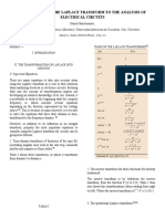 Application of The Laplace Transform To The Analysis of Electrical Circuits