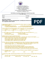 Fourth Quarter Summative Test in Math 8