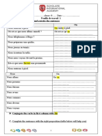 Year 9 Feuille de Travail 1