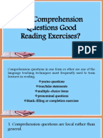 Are Comprehension Questions Good Reading Exercises