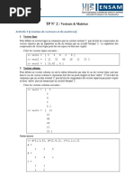 Matlab - TP2 - Vercteurs Et Matrices