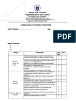 Research Title Defense Rubric