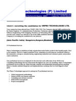 Wipro Technologies (P) Limited: Welcome Letter