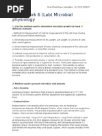 Home Work 6 (Lab) Microbial Physiology