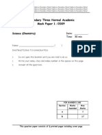 Secondary Three Normal Academic Mock Paper 1 /2009: Science (Chemistry)