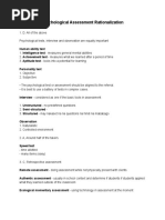 Psychological Assessment Rationalization