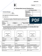 Self Help Group - Savings Bank Account Opening Form