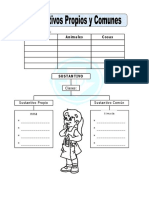 Ficha de Sustantivos Propios y Comunes para Segundo de Primaria