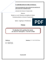 Evaluation de La Gestion Des Stock Au Sein de L'entreprise