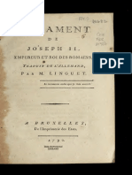 Testament de Joseph II, Empereur Et Roi Des Romains