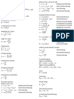 General Physics 1 First Quarter Important Formulas