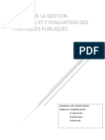 L'audit de La Gestion Publique Et L'évaluation Des Politiques Publiques