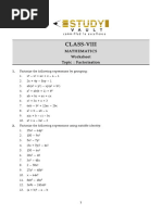 VIII Worksheet 2 Factorisation Maths (GGN)