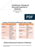 Mechanical Behavior, Testing and Manufacturing Properties of Materials