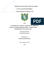 TRABAJO de INVESTIGACION Aprendizaje de Las Categorías Gramaticales y La Comunicación Integral Actual