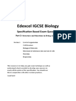 Edexcel IGCSE Biology Specification Questions Part 2 Section 1