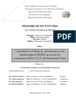 Contribution À L'étude de Maintenance D'un Transformateur MT/BT Au Niveau de L'entreprise SNVI / C.I.T Aïn-Bouchekif Tiaret