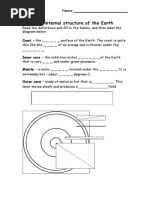 Internal Structure of The Earth Worksheet 1