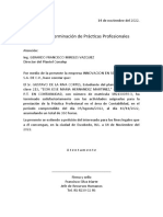 Carta de Terminación de Práctica Profesional