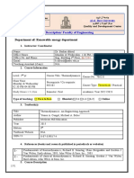 Thermodynamics Course Syllabus