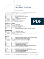 Vehicle Policy Driver Evaluation Road Test Form