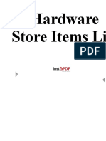 Hardware Store Items List