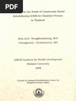 Research On The Needs of Community Based Rehabilitation (CBR) For Disabled Persons in Thailand