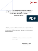 Jose Barvo - o Funcionamento Das Assembleias Gerais e A Exigencia Estautaria de Quorum No Direito Angolano - Julaw