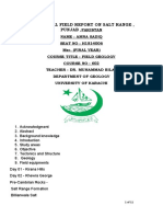 Geological Field Report On Salt Range, Punjab