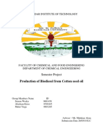 Production of Biodiesel From Cotton Seed Oil: Bahir Dar Institute of Technology