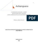 Portfólio 4º Semestre - ANÁLISE DE UM PROJETO DE EXPANSÃO E OUTRAS ALTERNATIVAS DE INVESTIMENTOS