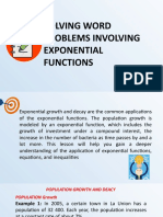 Solving Word Problems Involving Exponential Functions