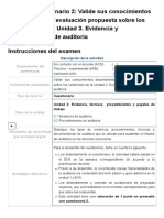 Examen - (AAB01) Cuestionario 2 - Valide Sus Conocimientos Desarrollando La Evaluación Propuesta Sobre Los Contenidos de La Unidad 3. Evidencia y Procedimientos de Auditoria